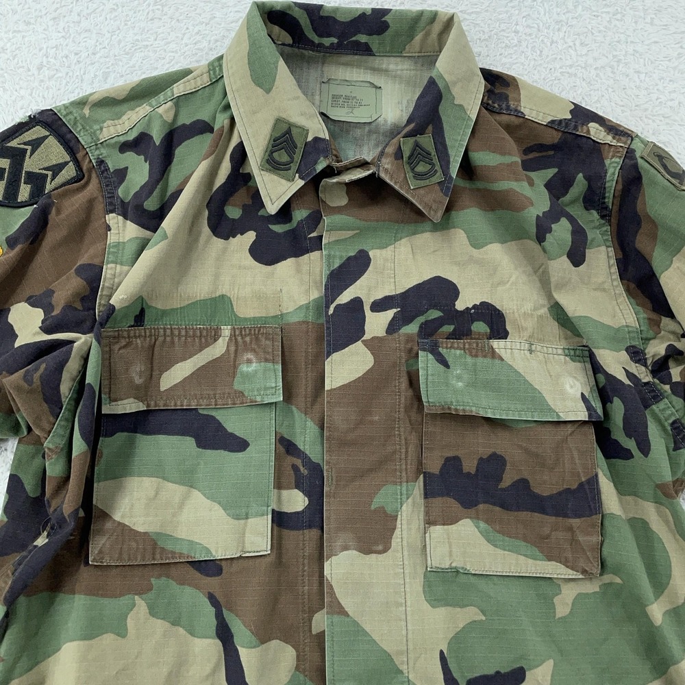 US Army BDU‎ Jacket Mens Medium Regular Woodland Camo Ripstop Hot Weather SSG